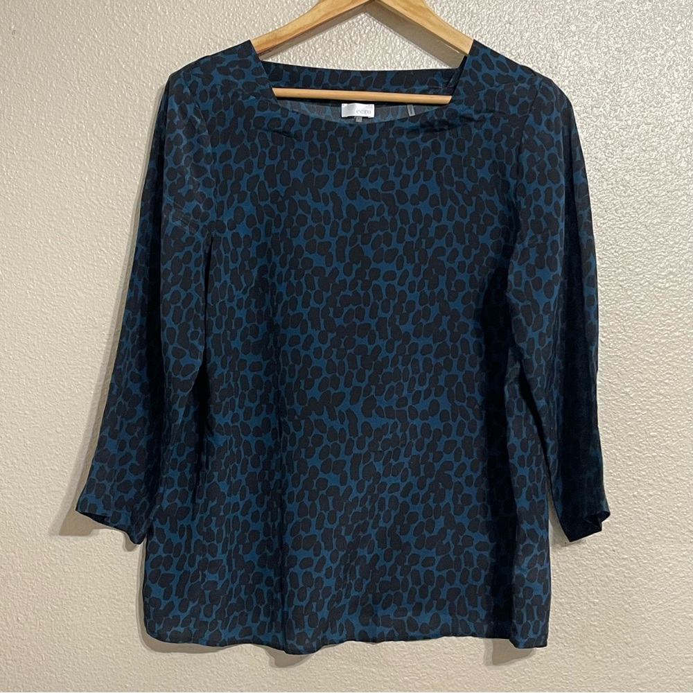 Ecru Silk Blue‎ 3/4 Sleeve Blouse